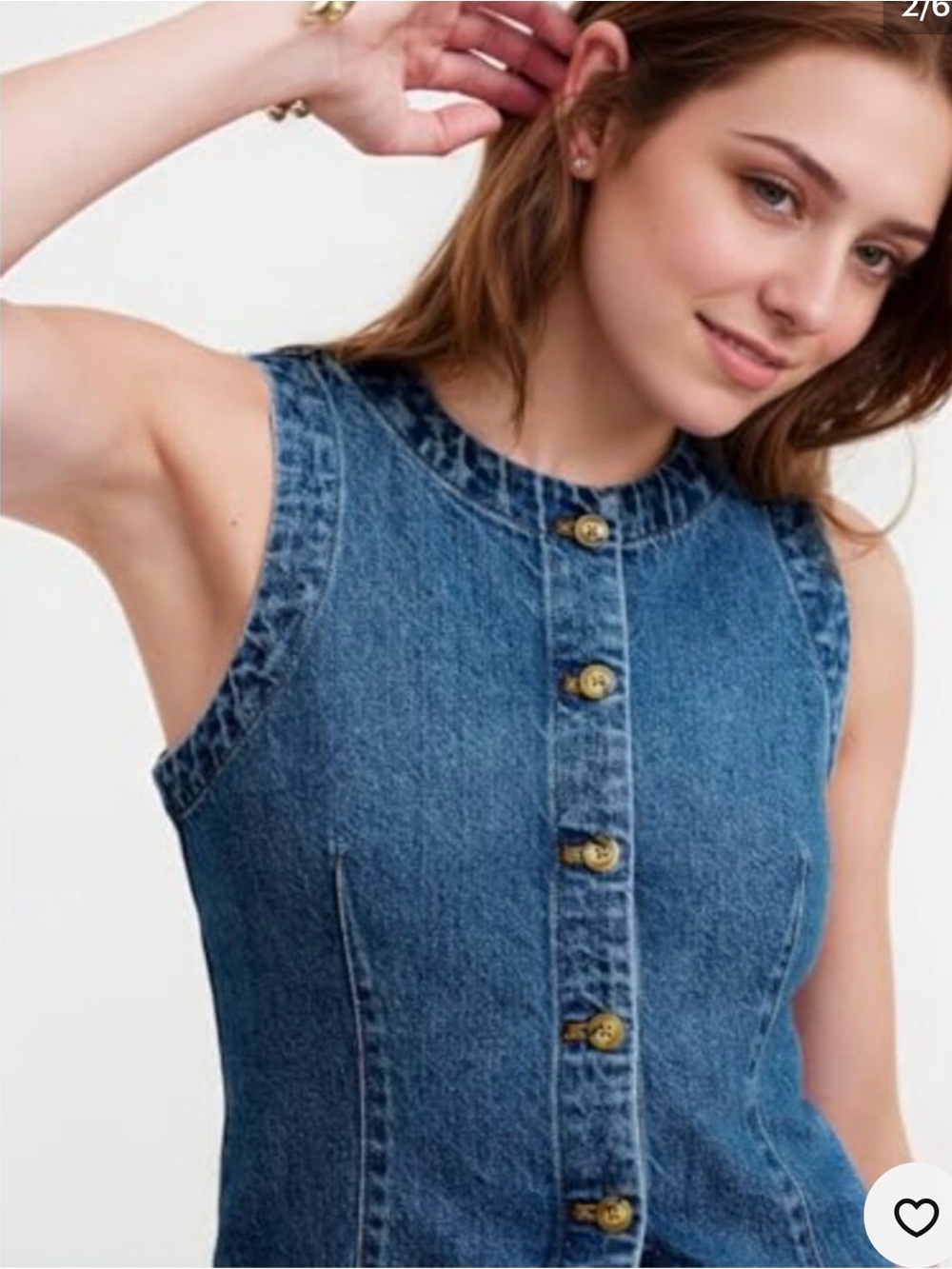 Denim Button-Front Vest - Picture 2 of 4